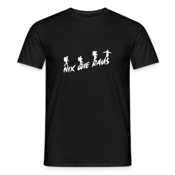 Nix wie raus Zelten Wandern Trekking Bergsteigen - Männer T-Shirt - Schwarz - Vorne - AI Model Male 178 light (178cm)