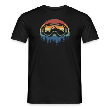 Snowboard avec montagnes et coucher de soleil vintage - T-shirt homme - noir - Devant - AI Model Male 178 light (178cm)