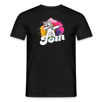 TOM - Schöner Jungen Name mit Coolem Einhorn - Männer T-Shirt - Schwarz - Vorne - AI Model Male 178 light (178cm)