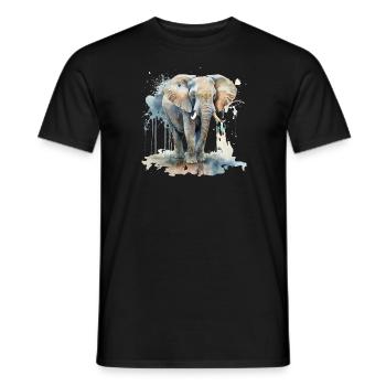 Elephant Colorful Abstract Rainbow Wild Animals - Männer T-Shirt - Schwarz - Vorne - AI Model Male 178 light (178cm)