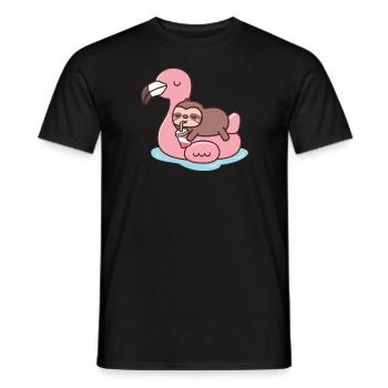 Chilling Flamingo Faultier Strand T-Shirt - Männer T-Shirt - Schwarz - Vorne - AI Model Male 178 light (178cm)