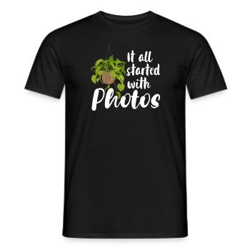 It all started with photos - Men's T-Shirt - black - Front - AI Model Male 178 light (178cm)