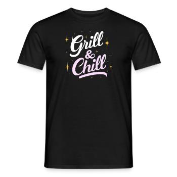 Camping Grill & Chill Camper Zelten Wandern Lustig - Männer T-Shirt - Schwarz - Vorne - AI Model Male 178 light (178cm)