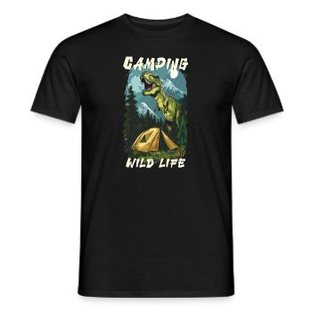 Dino Trex Dinosaur Camping Vie sauvage Vacances - T-shirt homme - noir - Devant - AI Model Male 178 light (178cm)