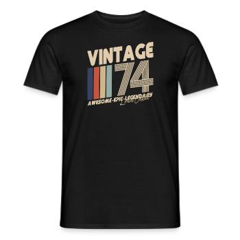 1974 - Men's T-Shirt - black - Front - AI Model Male 178 light (178cm)