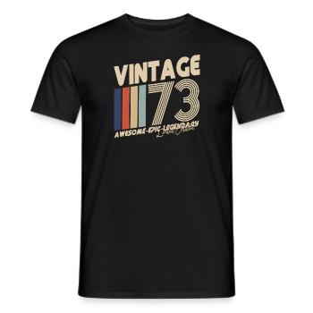 1973 - Men's T-Shirt - black - Front - AI Model Male 178 light (178cm)