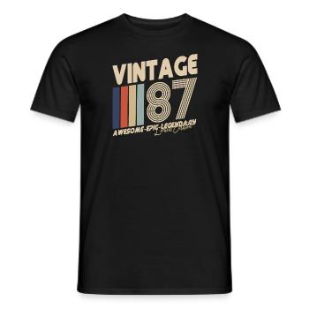 1987 - Männer T-Shirt - Schwarz - Vorne - AI Model Male 178 light (178cm)