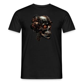 Biker Skull Head Screwdriver Steampunk - Men's T-Shirt - black - Front - AI Model Male 178 light (178cm)