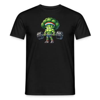 Broccoli Gains 🥦💪 - Fitness Edition - Men's T-Shirt - black - Front - AI Model Male 178 light (178cm)