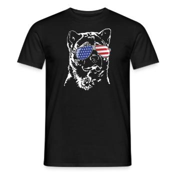 AMERICAN AKITA Sonnenbrille Amerika Fahne - Männer T-Shirt - Schwarz - Vorne - AI Model Male 178 light (178cm)