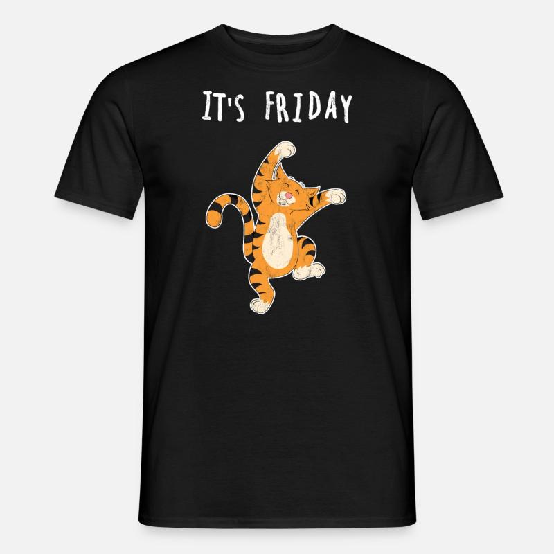 Freitag Katze Wochenende - Männer T-Shirt - Schwarz