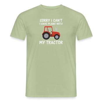 I can't - I have plans with my tractor - Men's T-Shirt - sage - Front - AI Model Male 178 light (178cm)