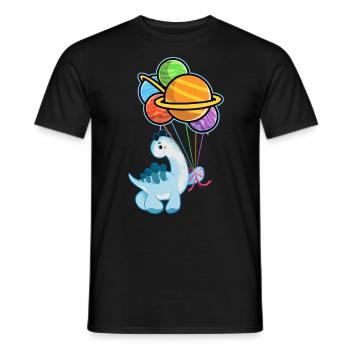 Cute little dinosaur dinosaur, planet - Men's T-Shirt - black - Front - AI Model Male 178 light (178cm)