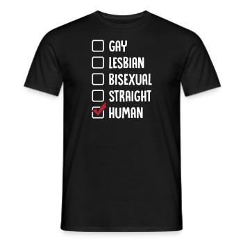 Gay Lesbienne Bisexuelle Hétéro Humain - T-shirt homme - noir - Devant - AI Model Male 178 light (178cm)