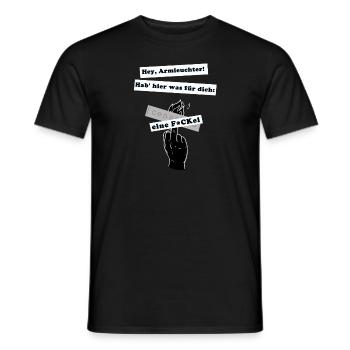 hier eine F*Ckel für dich (weiß auf schwarz) - Männer T-Shirt - Schwarz - Vorne - AI Model Male 178 light (178cm)