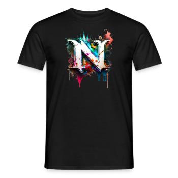 Graffiti Buchstabe N mit 👑 - Männer T-Shirt - Schwarz - Vorne - AI Model Male 178 light (178cm)