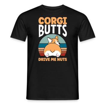Corgi Butts Drive Me Nuts Corgi Butt Dog Lovers - Men's T-Shirt - black - Front - AI Model Male 178 light (178cm)