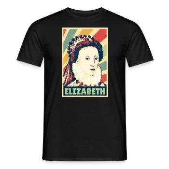 Elizabeth Queen Of England Vintage Colors - Men's T-Shirt - black - Front - AI Model Male 178 light (178cm)
