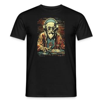 DJ hippie cool à son apogée - T-shirt homme - noir - Devant - AI Model Male 178 light (178cm)