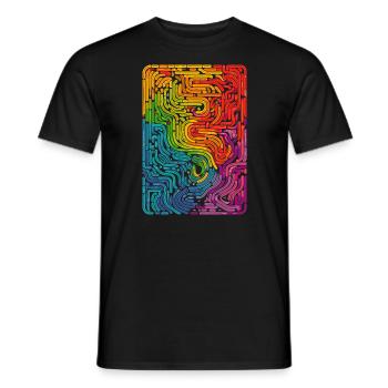 Cool, Surreal Rainbow Retro Tubes Pattern - Men's T-Shirt - black - Front - AI Model Male 178 light (178cm)