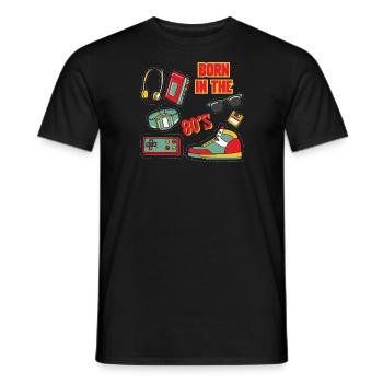 born in the 80s - Men's T-Shirt - black - Front - AI Model Male 178 light (178cm)