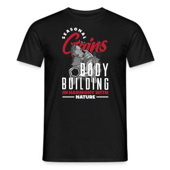 Seasonal Gains Bodybuilding in Harmony with Nature - Men's T-Shirt - black - Front - AI Model Male 178 light (178cm)