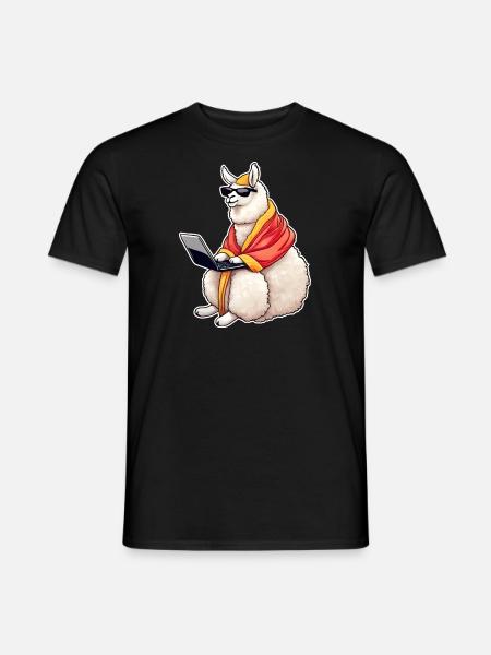 Drama Llama on Lap Top - Men's T-Shirt - black