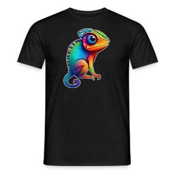Cute little chameleon - Men's T-Shirt - black - Front - AI Model Male 178 light (178cm)