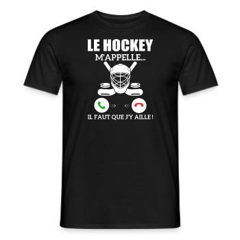 le hockey m'appelle...il faut que j'y aille ! - T-shirt homme - noir - Devant - AI Model Male 178 light (178cm)