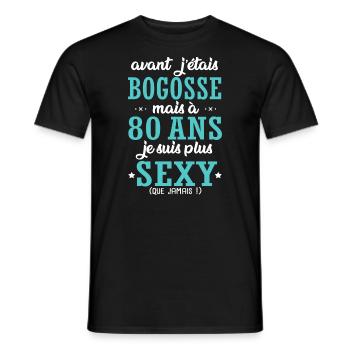 80 ans humour drôles anniversaire 80 ans - T-shirt homme - noir - Devant - AI Model Male 178 light (178cm)