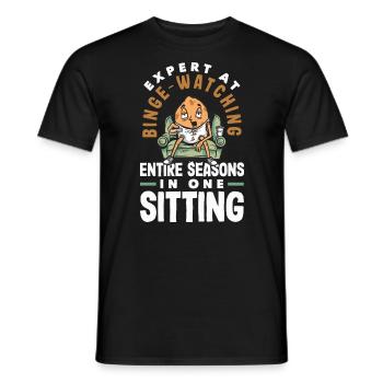 Expert at Binge-Watching Funny Potato - Men's T-Shirt - black - Front - AI Model Male 178 light (178cm)
