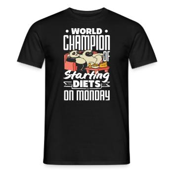 Champion du monde de commencer les régimes le lundi drôle - T-shirt homme - noir - Devant - AI Model Male 178 light (178cm)