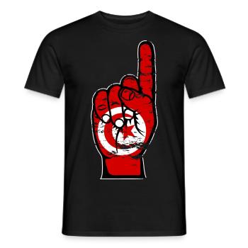 Drapeau tunisien numéro 1 utilisé - T-shirt homme - noir - Devant - AI Model Male 178 light (178cm)