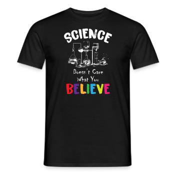 Science Doesn't Care What You Believe - Men's T-Shirt - black - Front - AI Model Male 178 light (178cm)