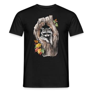 Niedlicher Waschbär in hohlem Baum für einen - Männer T-Shirt - Schwarz - Vorne - AI Model Male 178 light (178cm)