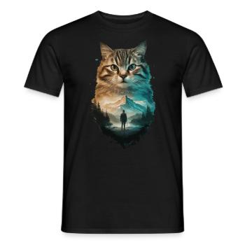 Lustiger Katzenliebhaber Naturlandschaft - Männer T-Shirt - Schwarz - Vorne - AI Model Male 178 light (178cm)