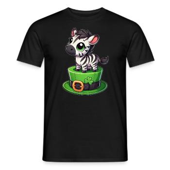 Süßes Zebra St. Patrick's Day Zylinder Kleeblatt - Männer T-Shirt - Schwarz - Vorne - AI Model Male 178 light (178cm)