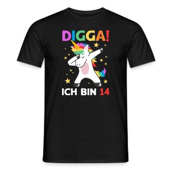 Digga Ich Bin 14 Jahre 14. Geburtstag Einhorn - Männer T-Shirt - Schwarz - Vorne - AI Model Male 178 light (178cm)