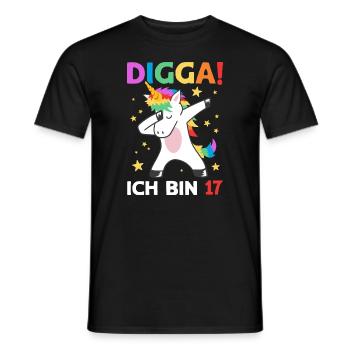 Digga Ich Bin 17 Jahre 17. Geburtstag Einhorn - Männer T-Shirt - Schwarz - Vorne - AI Model Male 178 light (178cm)