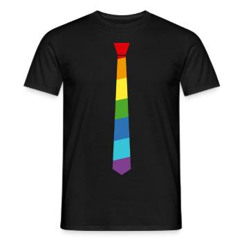 Regenbogen Krawatte - Fahne - Flagge - Gay Pride - Männer T-Shirt - Schwarz - Vorne - AI Model Male 178 light (178cm)