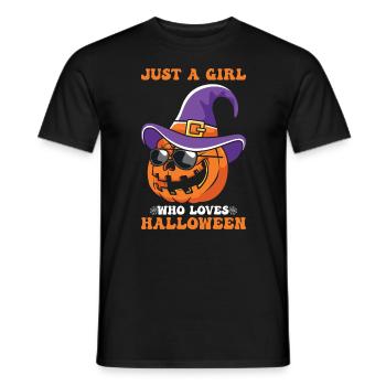 Just a Girl who loves Halloween - Männer T-Shirt - Schwarz - Vorne - AI Model Male 178 light (178cm)