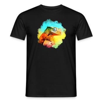 Gecko à crête Reptile Gardien Lézard Aquarelle Des - T-shirt homme - noir - Devant - AI Model Male 178 light (178cm)