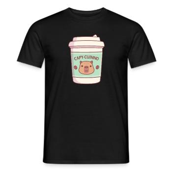 Süßer Capybara Capycuinno Kaffee zum Mitnehmen - Männer T-Shirt - Schwarz - Vorne - AI Model Male 178 light (178cm)