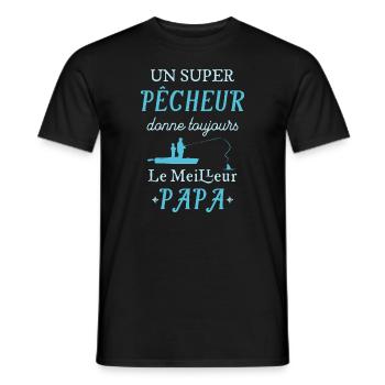 Super Papa Pêcheur Meilleur Cadeau Fete Des Peres - T-shirt homme - noir - Devant - AI Model Male 178 light (178cm)