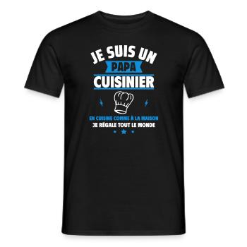 papa cuisinier, Cadeau fête des pères,chef - T-shirt homme - noir - Devant - AI Model Male 178 light (178cm)
