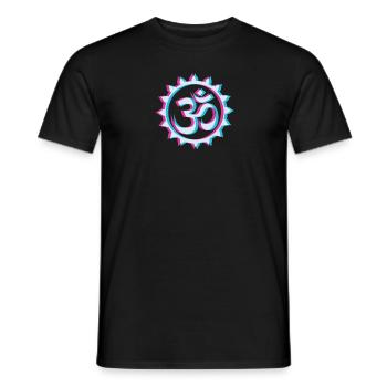 Goa Om Psytrance Rave Techno Trippy EDM Festival - Männer T-Shirt - Schwarz - Vorne - AI Model Male 178 light (178cm)