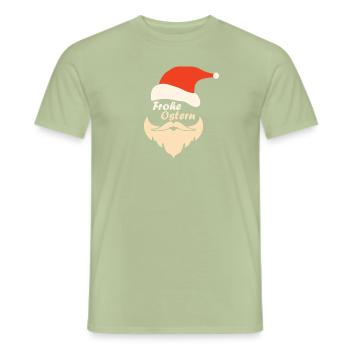 Frohe Ostern I Satire Sarkasmus Weihnachtsmann Ost - Männer T-Shirt - Sage - Vorne - AI Model Male 178 light (178cm)