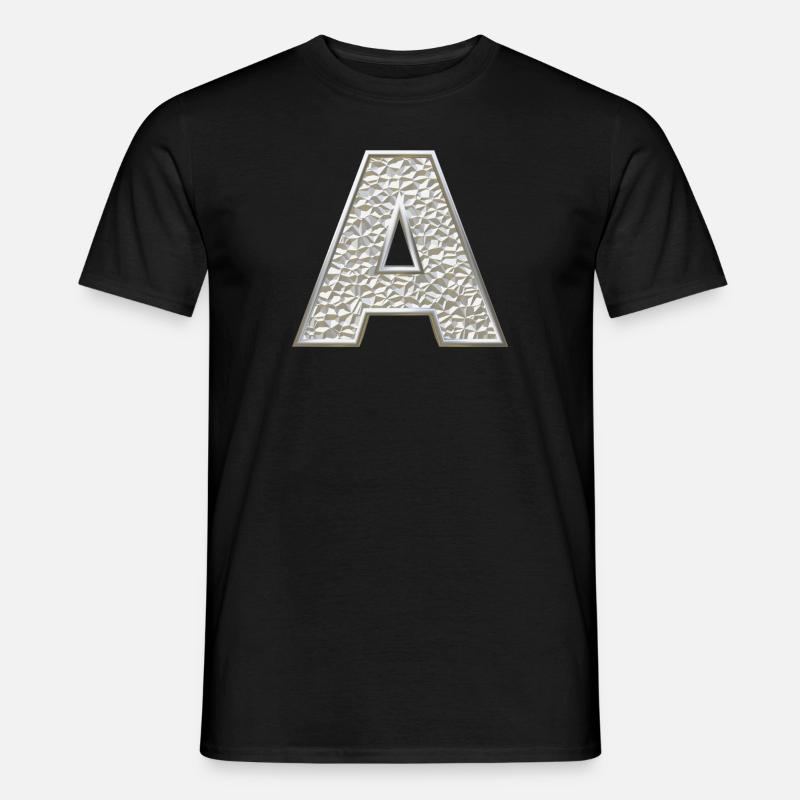A, lettre, lettre A, initiale, initiale A, monogramme, - T-shirt homme - noir