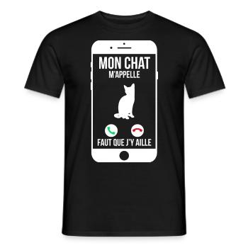 Mon chat m'appelle - Faut que j'y aille - T-shirt homme - noir - Devant - AI Model Male 178 light (178cm)