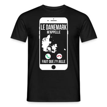 Le Danemark m'appelle - Faut que j'y aille - T-shirt homme - noir - Devant - AI Model Male 178 light (178cm)